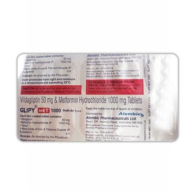 GLIPY MET 1000mg Tablet 10's - Diabetes-Ant