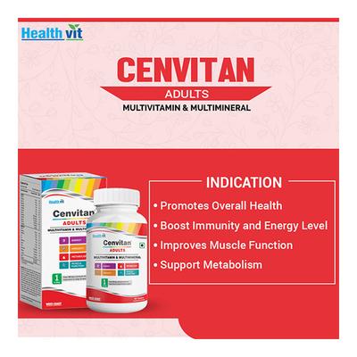 HealthVit Cenvitan Adults (Multivitamin & Multimineral) Tablet 60's - Multi-Vitamins