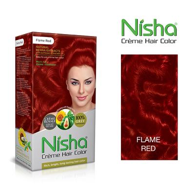 Nisha Creme Hair Color - Flame Red 60 gm - Crème