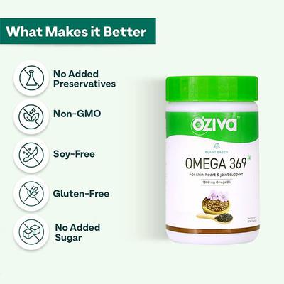 OZiva Plant based Omega 369 Capsule 60's - Omega Fish Oil Fatty Acids