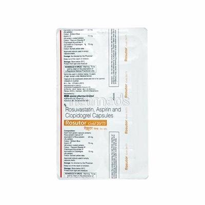 Rosutor Gold 20/75mg Capsule 10'S - Blood Clot-Ant