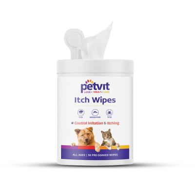 Petvit Itch Wipes - For All Breeds Dogs & Cats 50's - Pet accessories