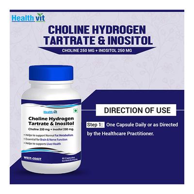 Healthvit Choline Hydrogen Tartrate & Inositol Capsule 60's - Vital Health