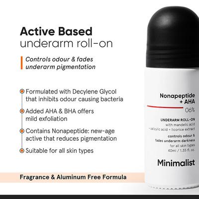 Minimalist Nonapeptide + AHA 06% Underarm Roll-On 40 ml - Women Deodorants/Roll-Ons