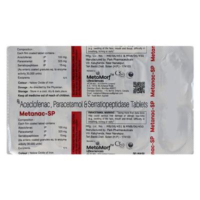 METANAC SP Tablet 10's - Pain relief-Nsa