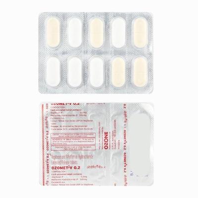 Ozomet V 0.2/500mg Tablet 10'S - Diabetes-Ant