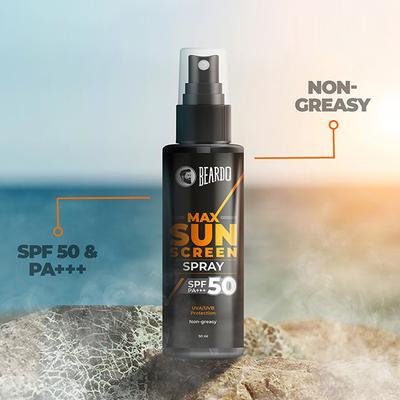 Beardo SPF 50 Pa+++ Max Sunscreen Spray UVA/UVB Protection 50 ml - Face Sunscreen