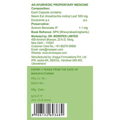 Dr. Morepen Neem Extract Capsule 40's - Herbal Dietary Supplement