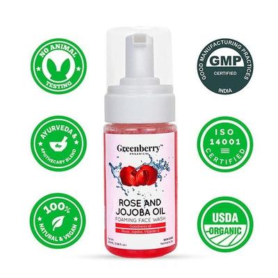 Greenberry Organics Foaming Face Wash - Rose & Jojoba Oil 100 ml - Face Wash & Cleansers