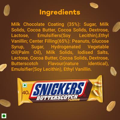 Snickers Butterscotch Chocolate Bar 40 gm - Nutritional Bars