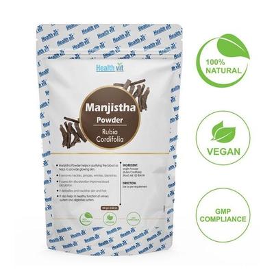 HealthVit Natural Manjistha (Rubia Cordifolia) Powder 100 gm - Herbal Dietary Supplement