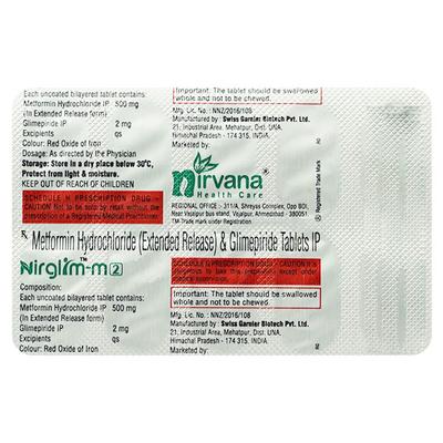 NIRGLIM M 2 Tablet 10's - Diabetes-Ant