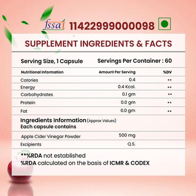Health Veda Apple Cider Vinegar Capsule 60's - Apple Cider Vinegars