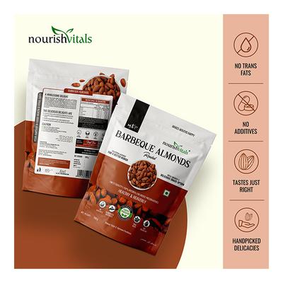 NourishVitals Barbeque Roasted Almonds Seeds 200 gm - Nutritional Bars