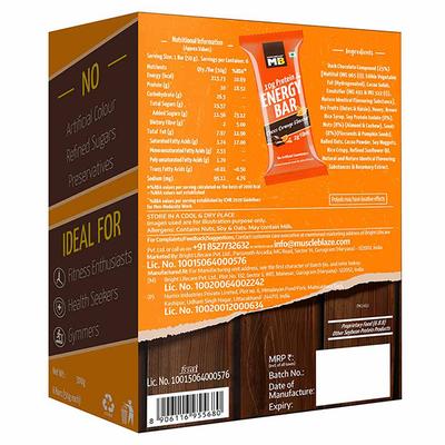 MuscleBlaze Protein Energy Bar - Choco Orange (Pack of 6 x 50 gm) - Nutritional Bars