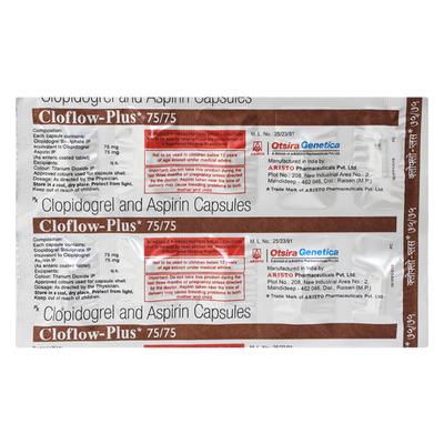 Cloflow Plus 75/75mg Capsule 10'S - Blood Clot-Ant