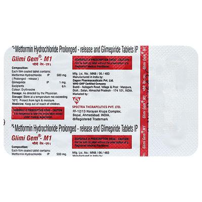 GLIMIGEM M 1/500mg Tablet 10's - Diabetes-Ant