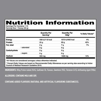 Isopure Zero Carb Protein Powder - Creamy Vanilla Flavour 7.5 lb - Workout Essentials