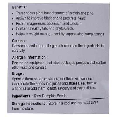 Nutriwish Raw Pumpkin Seeds 500 gm - Nutritional Bars