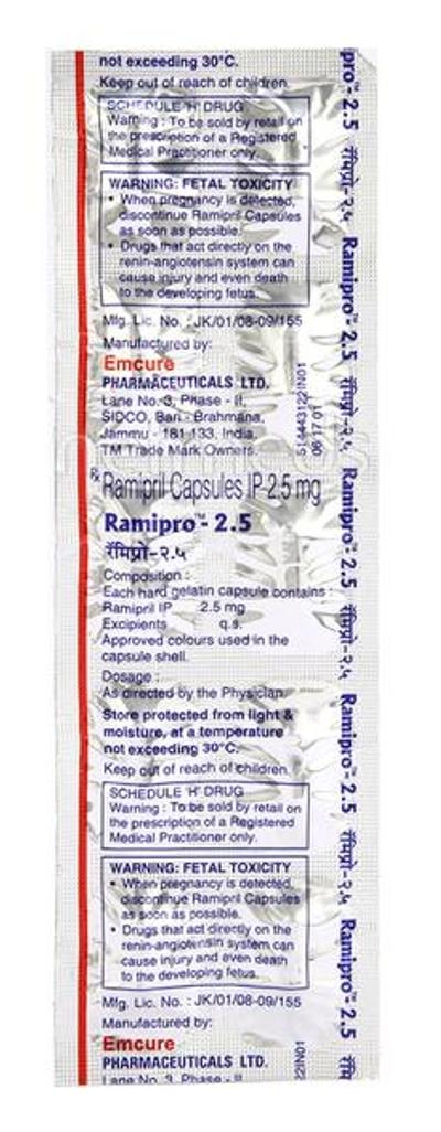 Ramipro 2.5mg Capsule 10'S - Hypertension-ACE