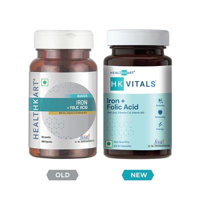 HealthKart HK Vitals Iron+ Folic Acid Capsule 60's - Calcium And Minerals