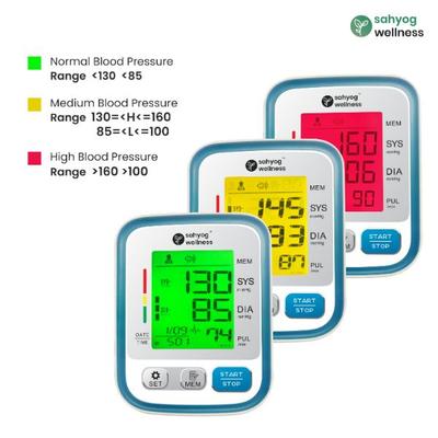 Sahyog Wellness Fully Automatic Upper Arm Digital Blood Pressure Monitor with 3 Color Display (XXL Cuff) - Blood Pressure Monitors