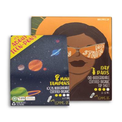 Lemme Be Biodegradable Organic Sanitary Day Pads 7's + Light Flow Tampons 8's - Combo Pack - Sanitary Napkins