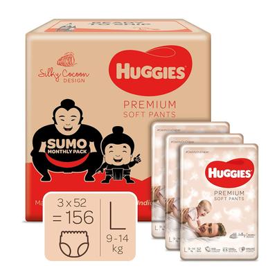 Huggies Premium Soft Diaper Pants (L) (Pack of 3 x 52's) - Diapers & Wipes
