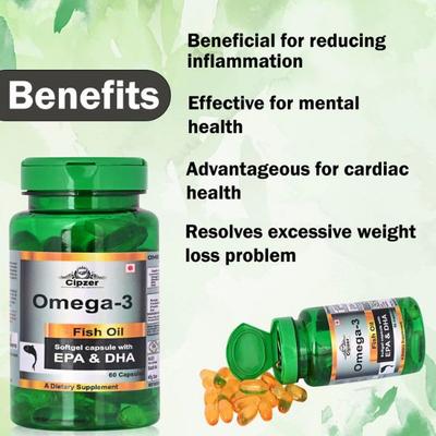 Cipzer Omega-3 Fish Oil Capsule 60's - Omega Fish Oil Fatty Acids