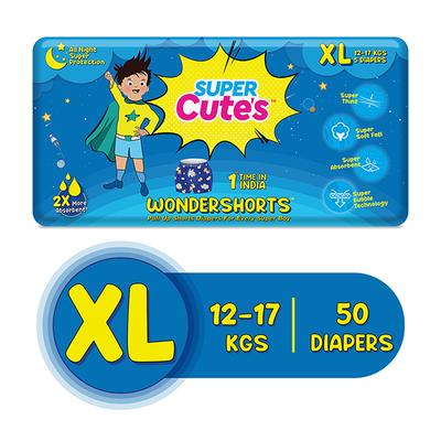 Super Cute's WonderShorts Pull-up Shorts Diaper - (XL) (12 - 17 kg) (Pack of 10 x 5's) - Diapers & Wipes
