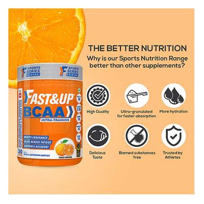 Fast&Up BCAA Supplement Powder - Orange Flavour 450 gm - Bcaa Supplements