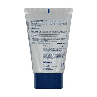 Nivea Men All-in-1 Charcoal 10X Vitamin C Effect Face Wash 100 gm - Face Wash & Cleansers