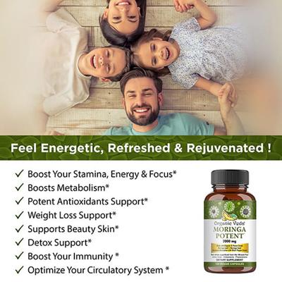 Organic Veda Moringa Potent 2000 mg Veg Capsule 120's - Pure Herbs