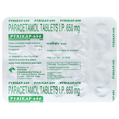 PYRIKAP 650mg Tablet 10's - Fever-Ana