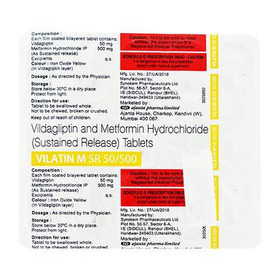 VILATIN M SR 50/500 Tablet 15's - Diabetes-Ant