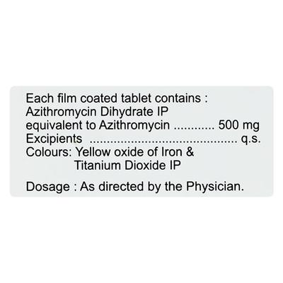 AZITHRO 500 Tablet 3's - Bacterial Infections-Mac