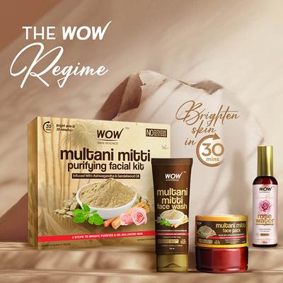 WOW Skin Science Multani Mitti Kit with Rose Water 250 ml - Scrubs & Exfoliants
