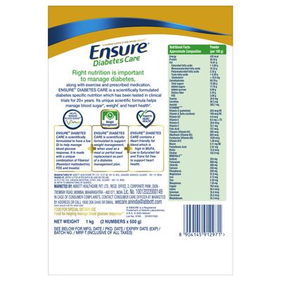 Ensure Diabetes Care Powder - Chocolate (Refill Box) 1 kg - Nutritional Supplement