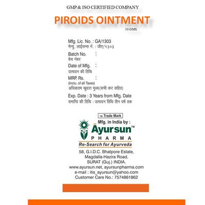 Ayursun Piroids Ointment 50 gm - Speciality Medicines