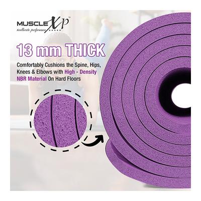 MuscleXP (13 mm) Thick NBR Material Yoga Mat - (Purple) 1's - Workout Essentials