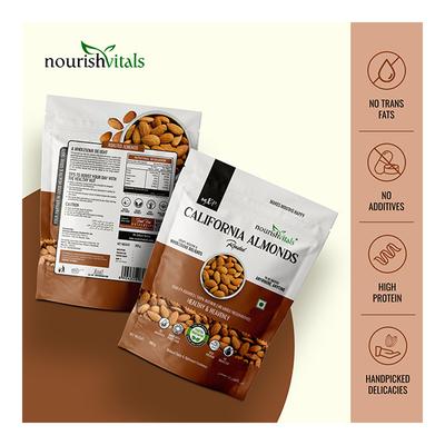 NourishVitals California Roasted Almonds Seeds 200 gm - Nutritional Bars
