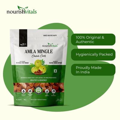 NourishVitals Chatpata Amla Mingle Candy 200 gm - Nutritional Bars
