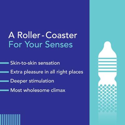 Bleu Condoms Combo Pack - Ultra Thin + Dotted + 3 in 1 Dotted Ripped and Contour Shaped (Pack of 2 x 8's Each) - Plain/Flavoured Condoms