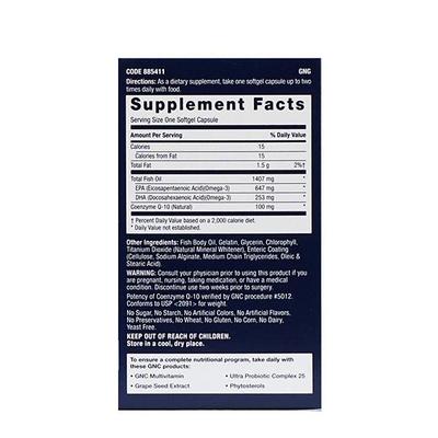 GNC Triple Strength Fish Oil 1400 with COQ10 Softgels 60's - Omega Fish Oil Fatty Acids