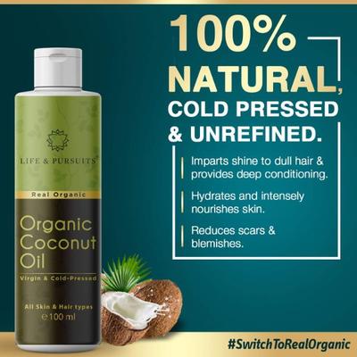 Life & Pursuits Real Organic Coconut Oil 100 ml - Hair Oils