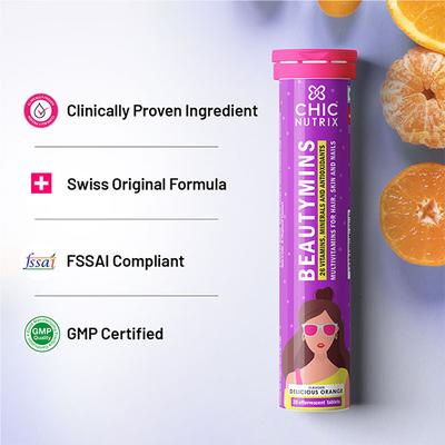 Chicnutrix Beautymins Effervescent Tablet - Orange Flavour 20's - Multi-Vitamins