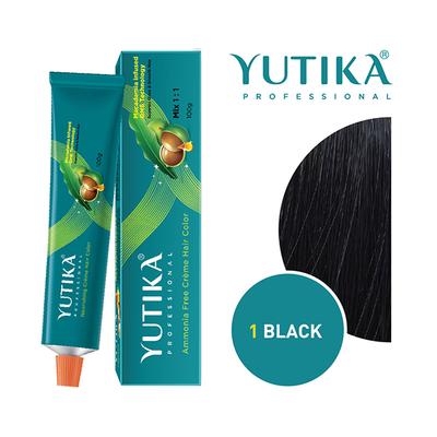 Yutika Creme Hair Color - 1.0 Black 100 gm - Crème