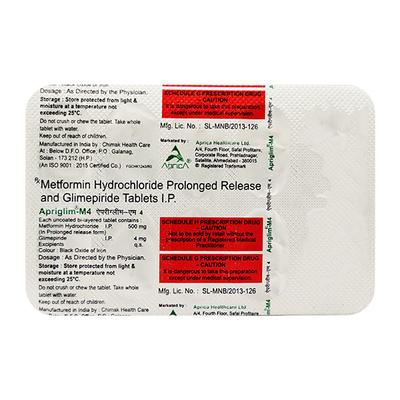 APRIGLIM M 4mg/500mg Tablet 10's - Diabetes-Ant