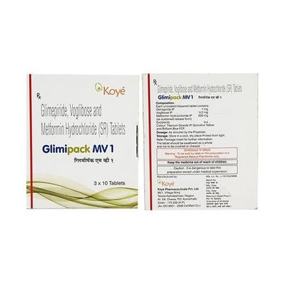 Glimipack MV 1/500/0.2mg Tablet 30'S - Diabetes-Ant