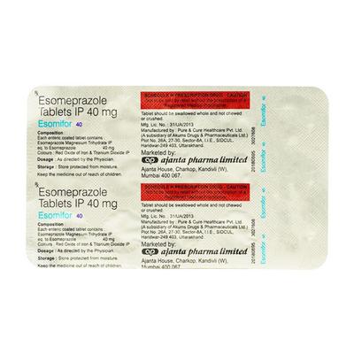 ESOMIFOR 40mg Tablet 15's - Ulcer/Reflux/Flatulence-Aaa